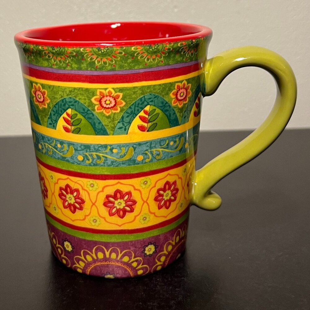 Sue Zipkin TUNISIAN SUNSET Ceramic Coffee Mug Certified International Red Green